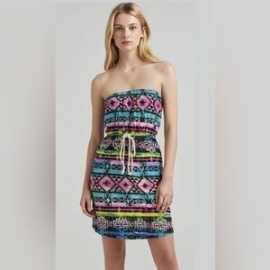 Ocean Drive Multicolor Geometric Dress, beach dress, size M.